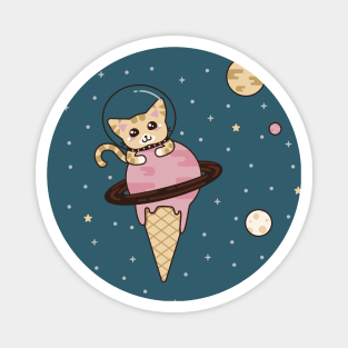 Space Cat with Ice Cream Cone Magnet